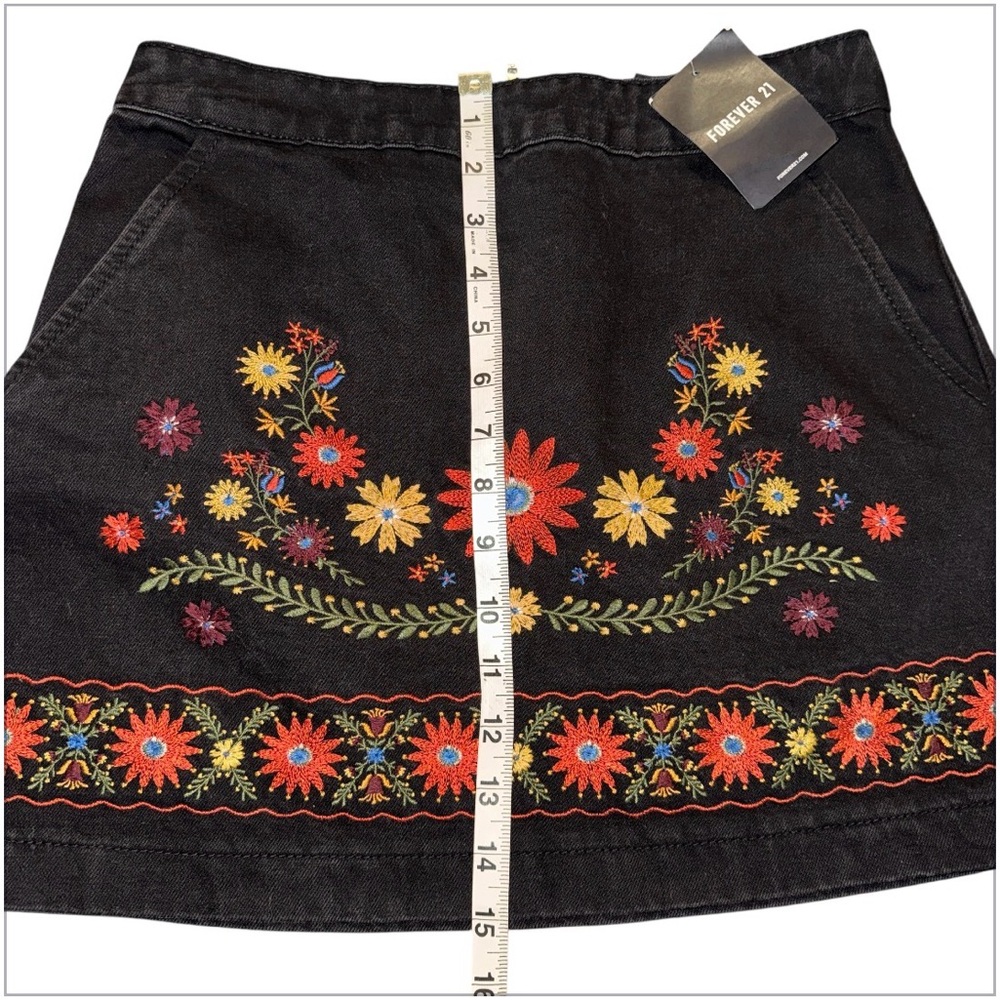 Forever 21 Black Skirt with Colorful Floral Design - Picture 5 of 6